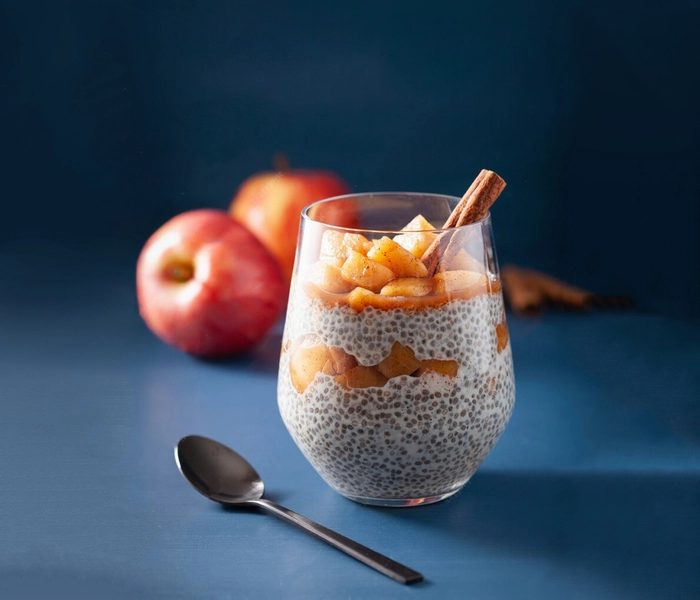 fit pudding chia o smaku szarlotki